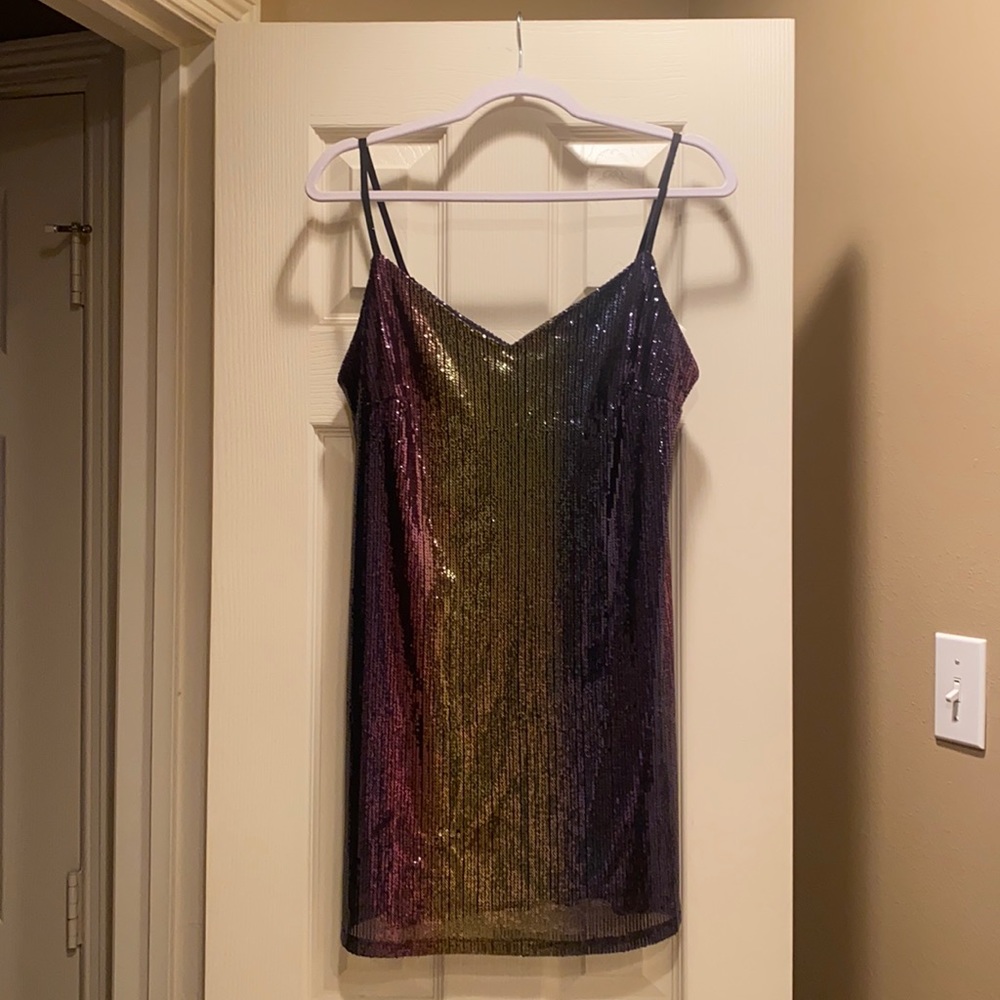 Black, multi-colored sequin dress, size XS
